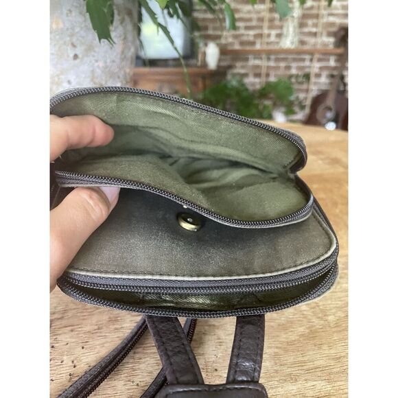 Liz Claiborne Olive Green Crossbody Mini Backpack Double Zip Compartments 9”x7” - Picture 8 of 11